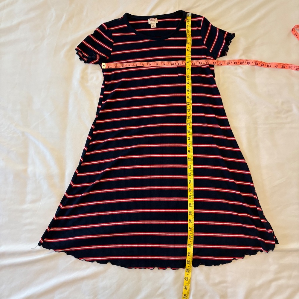 Mossimo Ribbed Red White Blue Striped T-Shirt‎ Dress Size Medium - Picture 3 of 7